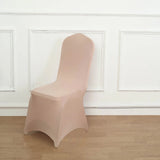 10 Pack Nude Spandex Fitted Banquet Chair Covers, Reusable Stretched Slip On Chair Covers