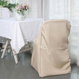 Nude Polyester Folding Chair Cover, Reusable Stain Resistant Slip On Chair Cover