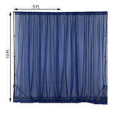 Navy Blue Fire Retardant Sheer Organza Premium Curtain Panel Backdrops With Rod Pockets - 10ftx10ft