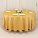 108" Champagne Lamour Satin Round Tablecloth