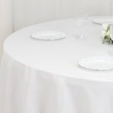 White Seamless Polyester Round Tablecloth 120inch Inherently Flame Retardant Table Cover