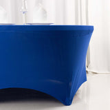 6ft Royal Blue Round Stretch Spandex Tablecloth Fitted Table Cover for 72 inch Tables