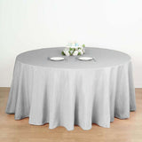 132Inch Silver Seamless Polyester Round Tablecloth