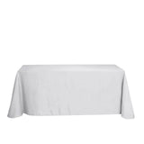 90"x132" Silver Polyester Rectangular Tablecloth