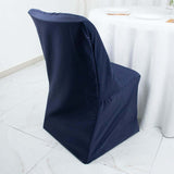 Navy Blue Lifetime Polyester Reusable Folding Chair Cover, Durable Slip On Chair Cover