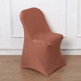 10 Pack Terracotta (Rust) Spandex Folding Slip On Chair Covers, Stretch Fitted Chair Covers