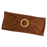 5 Pack Cinnamon Brown Spandex Chair Sashes with Gold Diamond Buckles, Elegant Stretch Chair Bands