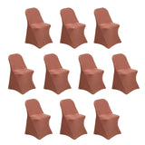 10 Pack Terracotta (Rust) Spandex Folding Slip On Chair Covers, Stretch Fitted Chair Covers#whtbkgd