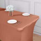 6ft Terracotta (Rust) Spandex Stretch Fitted Rectangular Tablecloth