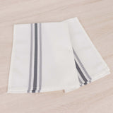 10 Pack White Spun Polyester Cloth Napkins with Gray Reverse Stripes