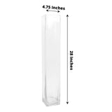 2 Pack | 28inch Heavy Duty Square Glass Cylinder Vases, Clear Glass Flower Vase