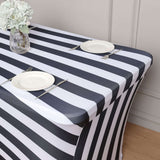 6ft Black / White Spandex Stretch Fitted Rectangular Tablecloth