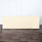 8FT Beige Fitted Polyester Rectangular Table Cover