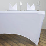 6ft White Spandex Stretch Fitted Rectangular Tablecloth