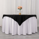 54" Black Premium Scuba Wrinkle Free Square Table Overlay, Scuba Polyester Table Topper