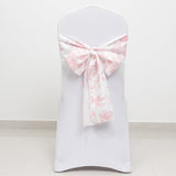 6x108inch White Pink French Toile Polyester Chair Sashes, Elegant Chair Ties for Weddings, Parties