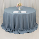 132 Dusty Blue Seamless Premium Polyester Round Tablecloth - 220GSM for 6 Foot