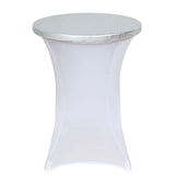 Metallic Silver Spandex Stretch Fitted Cocktail Table Top Cover