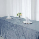 90Inch x 132Inch Dusty Blue Seamless Premium Velvet Rectangle Tablecloth, Reusable Linen