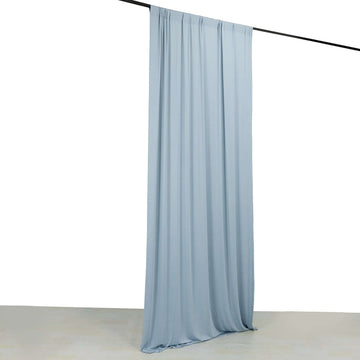 Dusty Blue 4-Way Stretch Spandex Event Curtain Drapes, Wrinkle Free Backdrop Event Panel with Rod Pockets - 5ftx10ft