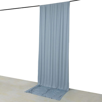 Dusty Blue 4-Way Stretch Spandex Event Curtain Drapes, Wrinkle Free Backdrop Event Panel with Rod Pockets - 5ftx12ft