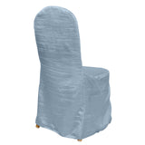 Dusty Blue Crinkle Crushed Taffeta Banquet Chair Cover, Reusable Wedding Chair Cover