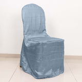 Dusty Blue Crinkle Crushed Taffeta Banquet Chair Cover, Reusable Wedding Chair Cover