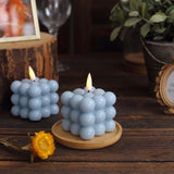 2 Pack | 2inch Dusty Blue Flameless Flickering LED Bubble Candles