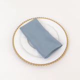 5 Pack Dusty Blue Premium Polyester Cloth Napkins with Hemmed Edges