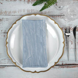 5 Pack | Dusty Blue Accordion Crinkle Taffeta Dinner Napkins | 20x20Inch