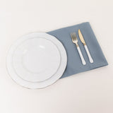 5 Pack Dusty Blue Premium Polyester Cloth Napkins with Hemmed Edges