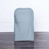 10 Pack Dusty Blue Polyester Folding Chair Covers, Reusable Stain Resistant Slip On Chair Covers