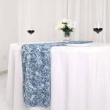 RUN_01_08614"x108" Dusty Blue Grandiose 3D Rosette Satin Table Runner