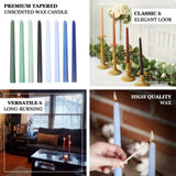 12 Pack | Dusty Blue 10inch Premium Wax Taper Candles, Unscented Candles