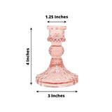 6 Pack Dusty Rose Diamond Pattern Glass Pillar Votive Candle Stands Reversible Crystal