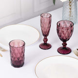 6 Pack Dusty Rose Crystal Cut Highball Cocktail Glasses with Heavy Base