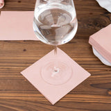 20 Pack | Dusty Rose Soft Linen-Feel Airlaid Paper Cocktail Napkins, Highly Absorbent Disposable