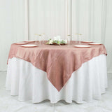 72x72Inch Dusty Rose Accordion Crinkle Taffeta Table Overlay, Square Tablecloth Topper