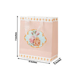 12-Pack Favor Bags Vintage Rose Floral Tea Party, Dusty Rose Paper Goodie Gift Bags