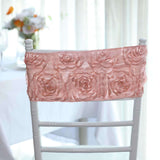 5 Pack | Dusty Rose Satin Rosette Spandex Stretch Chair Sashes | 6x14inch