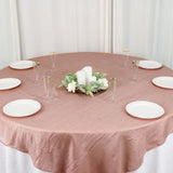 72x72Inch Dusty Rose Accordion Crinkle Taffeta Table Overlay, Square Tablecloth Topper