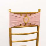 5 Pack Dusty Rose Spandex Chair Sashes with Gold Diamond Buckles, Elegant Stretch Chair Bands