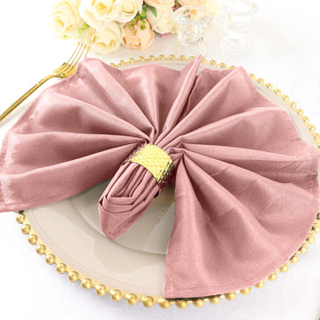 5 Pack Dusty Rose Cloth Napkins with Hemmed Edges, Reusable Polyester Dinner Linen Napkins - 20"x20"