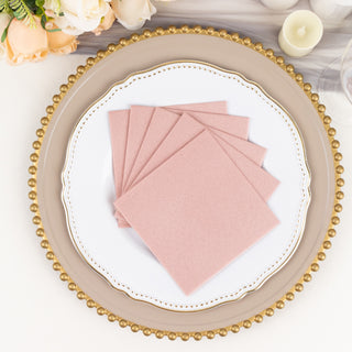 Dusty Rose Soft Linen-Feel Airlaid Paper Cocktail Napkins