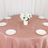 132inch Dusty Rose Accordion Crinkle Taffeta Seamless Round Tablecloth