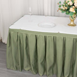 21ft Eucalyptus Sage Green Pleated Polyester Table Skirt, Banquet Folding Table Skirt