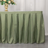 21ft Eucalyptus Sage Green Pleated Polyester Table Skirt, Banquet Folding Table Skirt