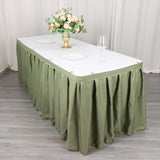 21ft Eucalyptus Sage Green Pleated Polyester Table Skirt, Banquet Folding Table Skirt