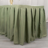 21ft Eucalyptus Sage Green Pleated Polyester Table Skirt, Banquet Folding Table Skirt