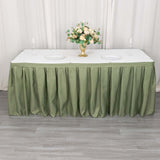 21ft Eucalyptus Sage Green Pleated Polyester Table Skirt, Banquet Folding Table Skirt